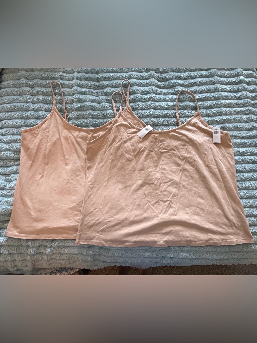 Old Navy First Layer Camisole Tank Top Set of 2 NWT 4X Nude Beige Adjustable Str